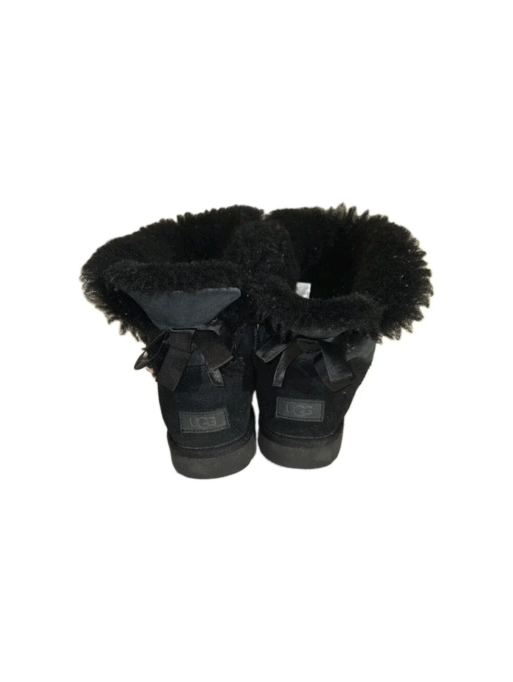 UGG Bailey Bow Mini II Black Suede Fur Boots Womens Size 10 *NIB*